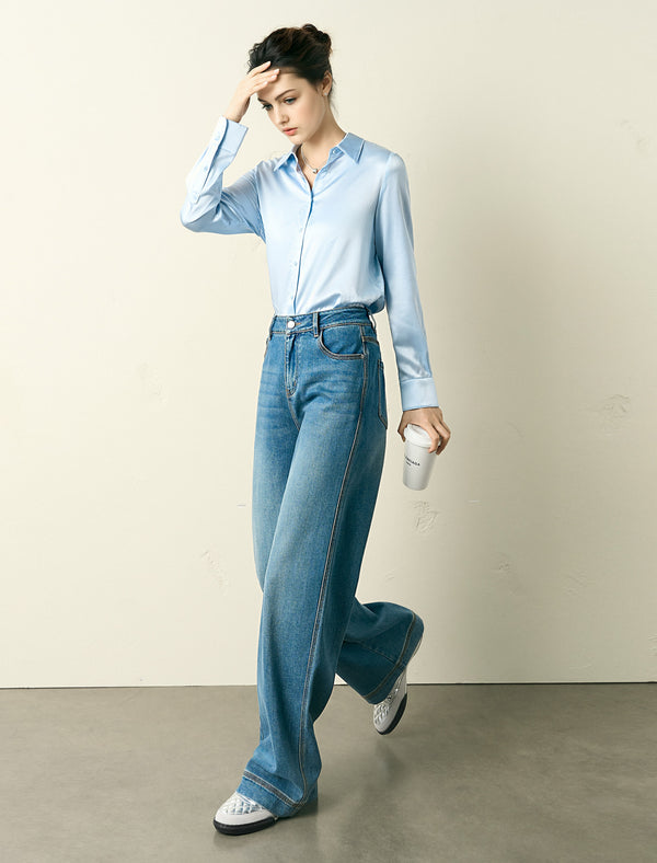 Mulberry Silk Button-Down Shirt