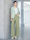 Sage Green Seam Detail High Waist Wide Leg Pants