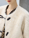 Frog-Button Toggle-Front Crewneck Cropped Jacket