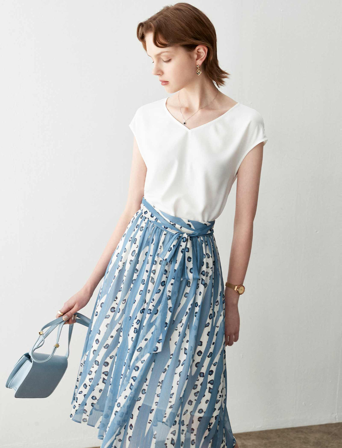 Striped Print A Line Skirt