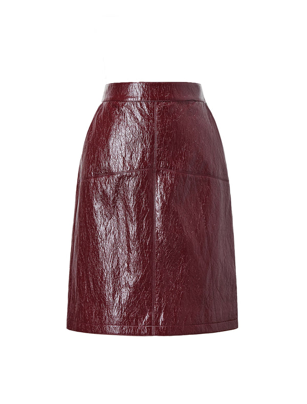 Burgundy Faux Leather Mini Skirt