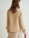 Wool Blend Plaid Notched-Lapel Double-Breasted Blazer