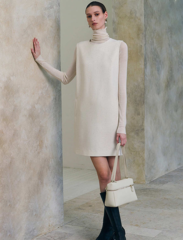 Wool-Blend Sleeveless Shift Dress