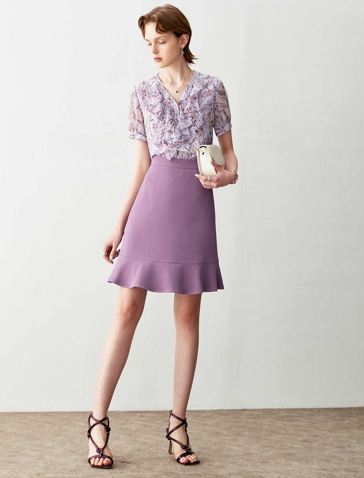 Short Sleeve Floral Chiffon Top