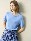 Pearl-Embellished Short Sleeve Knit Top