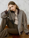 Wool-Blend Fuzzy Textured Bomber Jacket