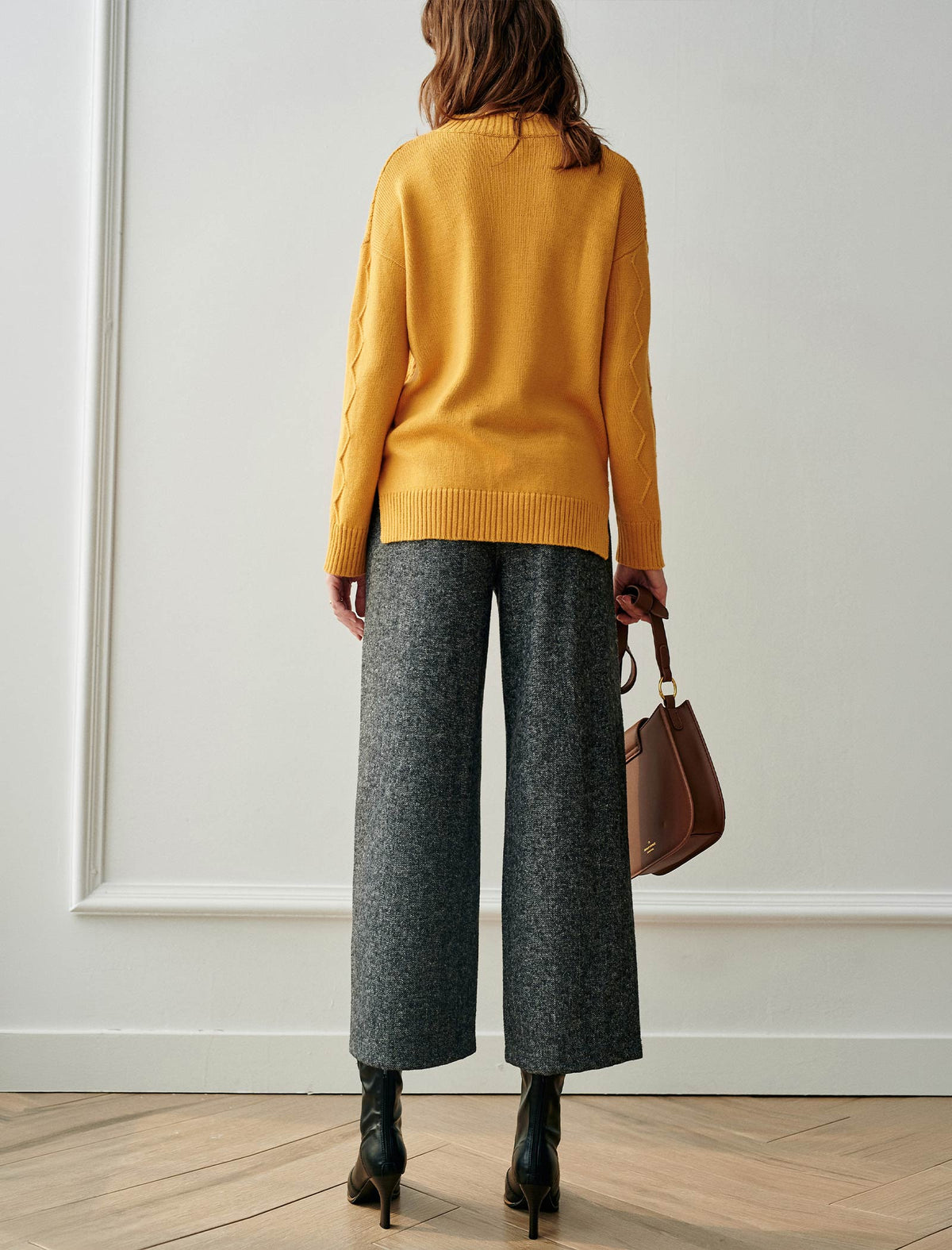 Wool Blend Relaxed Straight-Fit Straight-Leg Pants