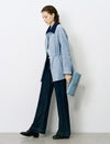 Blue Waist-Defining Vintage Trench Coat