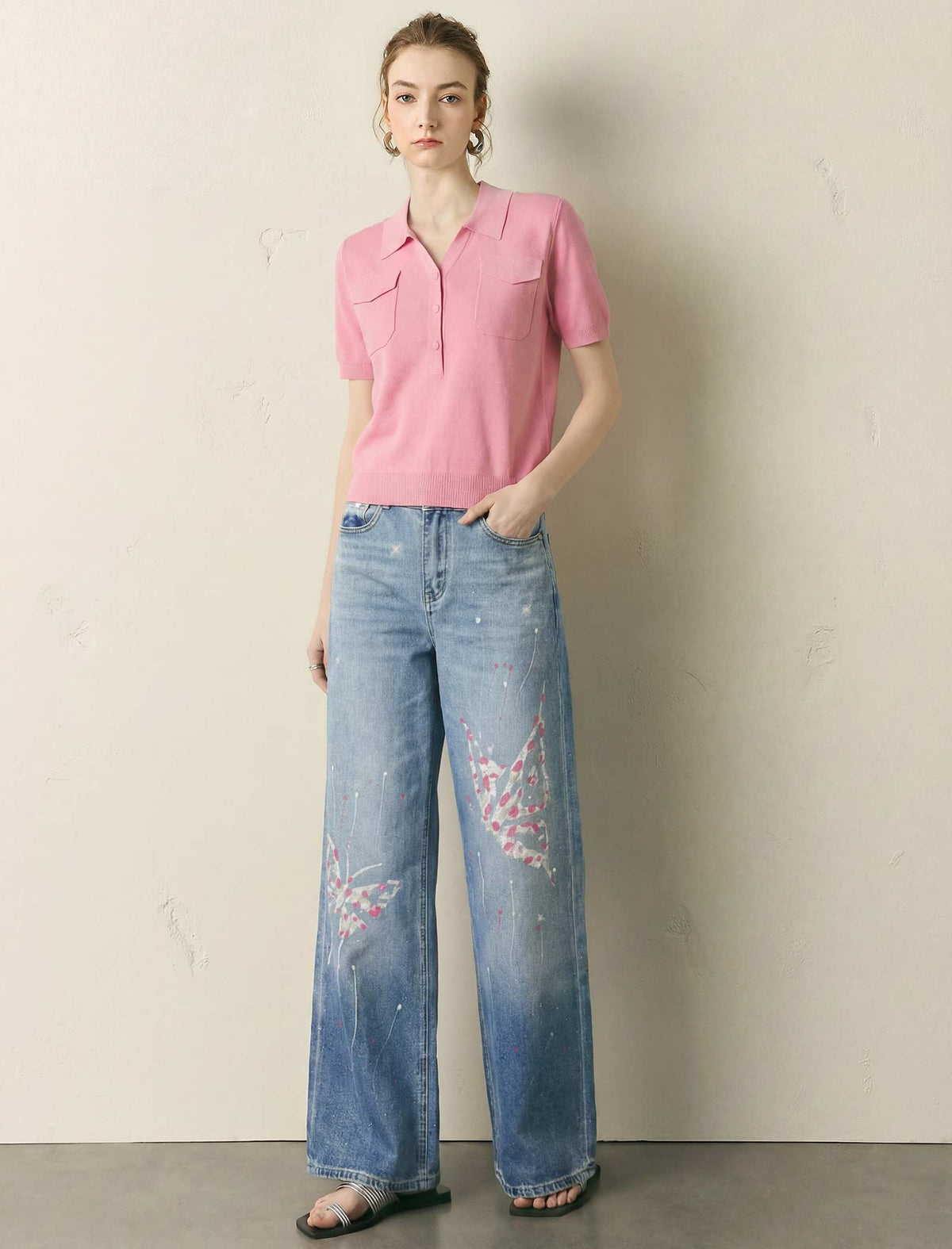 Polo Short‑Sleeve Knit Top