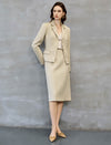 Champagne Textured Belted Blazer