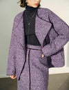 Oversized Lapel Contrast‑Piping Mid‑Length Coat