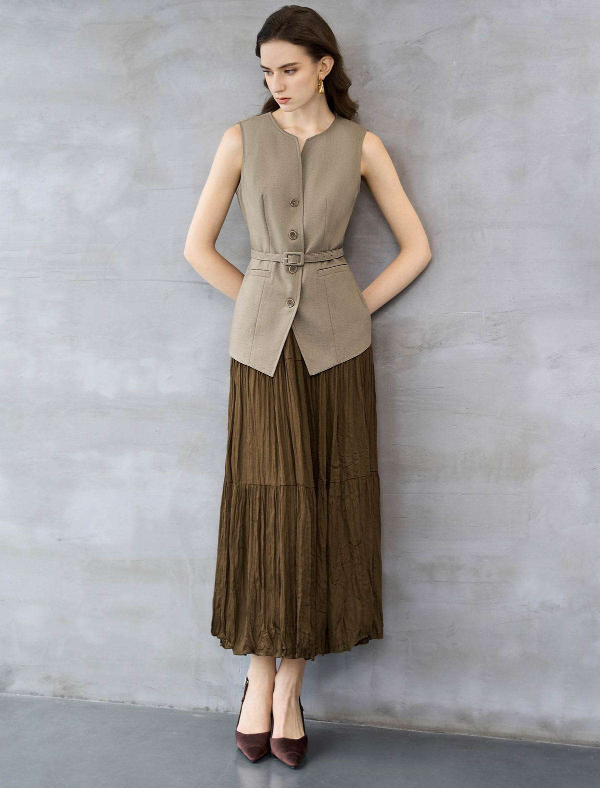 Crinkled Maxi Skirt