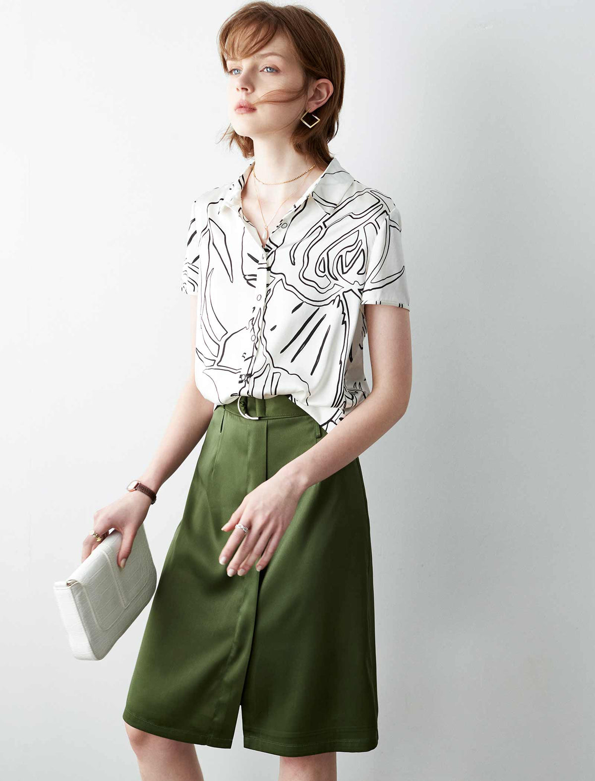 High-Waisted Straight Skirt