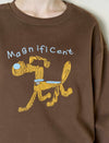 Cartoon‑Dog Embroidered Crew‑Neck Sweatshirt