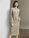 Stand-Collar Drop-Shoulder Half-Zip Relaxed Top