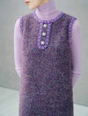 Sequin Textured Pearl Trim Sleeveless Short Dress