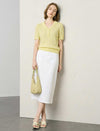Cable Knit Short-Sleeve Polo Top