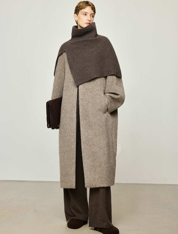 100% Alpaca Classic Collar Wool Longline Coat
