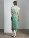 Sage Green Floral Leaf Lace High Waist Pencil Midi Skirt