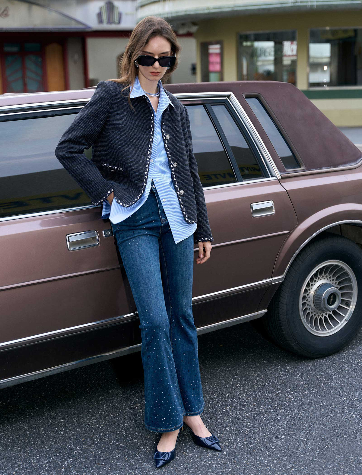 Navy Blue Tweed Jacket