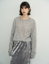 Mohair Sequins Diamond Knit Sweater
