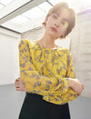 Bright Yellow Floral Sheer Blouse
