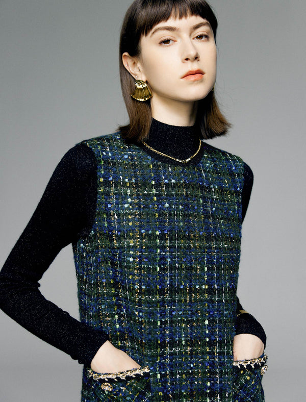 Wool Round Neck Sleeveless Midi Dress