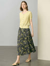 Floral Pleated Midi Skirt