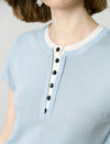 Light Blue Henley Knit Top