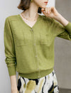 Wool Mulberry Silk Blend V-Neck Button Cardigan
