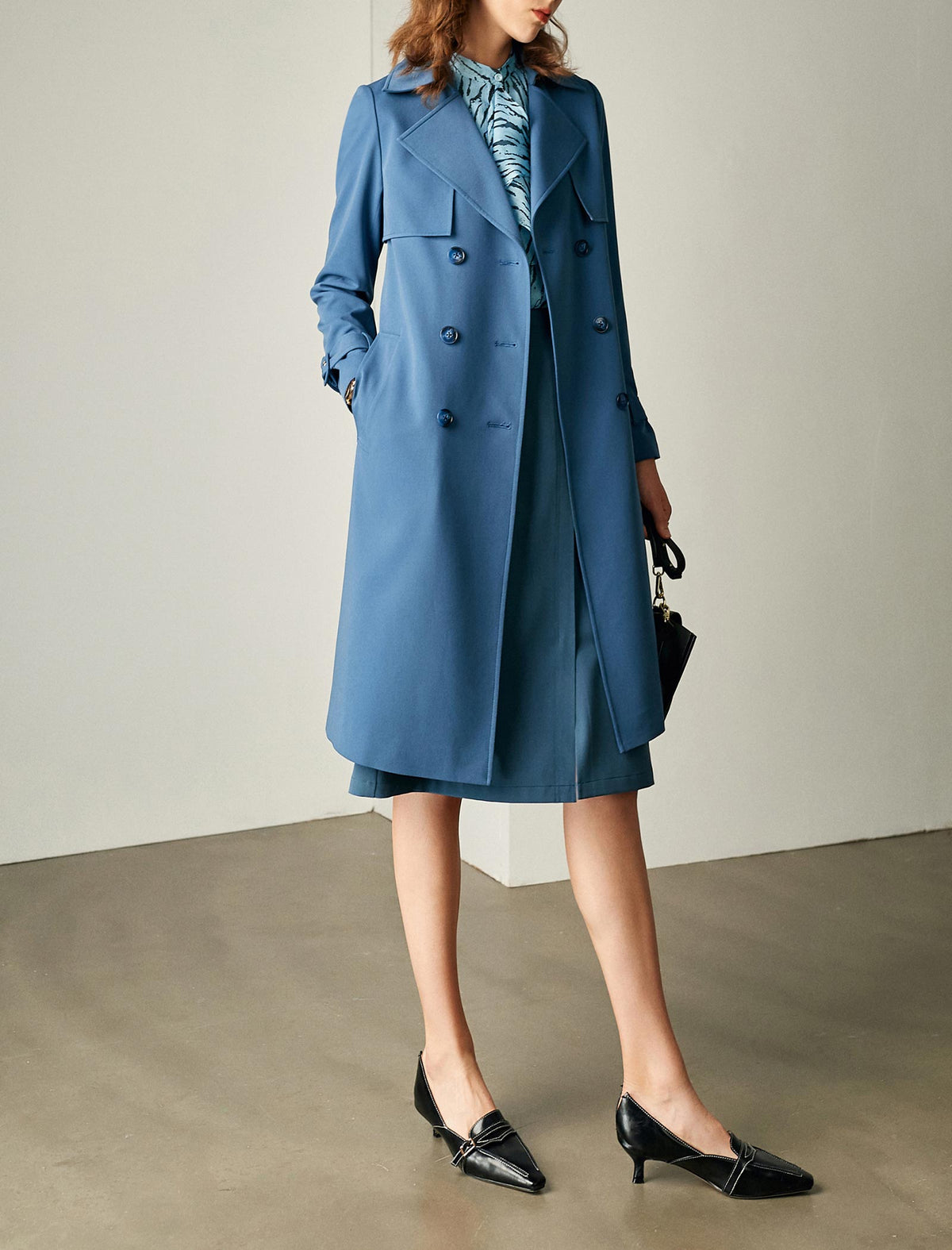 Ruffle Detail Zebra-Print Sheer Blouse