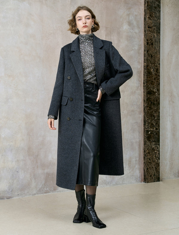 All-Over Sequin Turtleneck Long-Sleeve Top