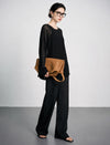 Loose-fitting long-sleeve knit top