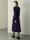 Mock Neck Velvet Midi Dress