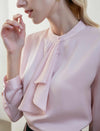 Blush Satin Ruffled Detail Blouse