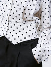 Polka Dot Waist-Cinched Tencel Linen Blouse