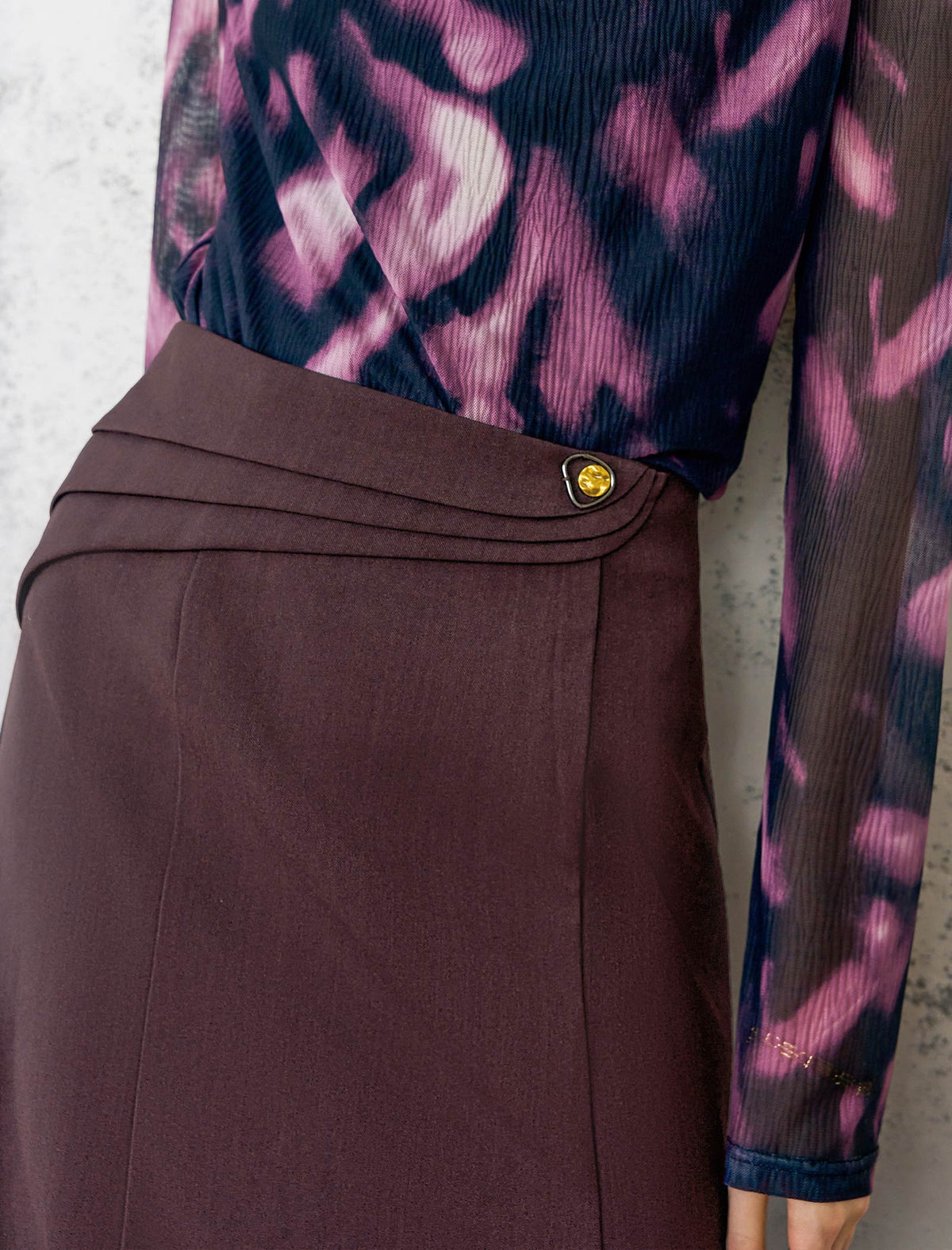 Fishtail Midi Skirt with Decorative Waist