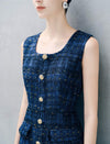 Metallic Thread U-Neck Sleeveless Shift Dress