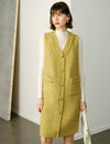 V-Neck Wool-Blend Sleeveless Knee-Length Dress