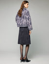 Stand-Collar Ribbed-Cuff Zip-Front Cropped Jacket