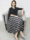 Black And White Plaid Ruffled Midi Skirt