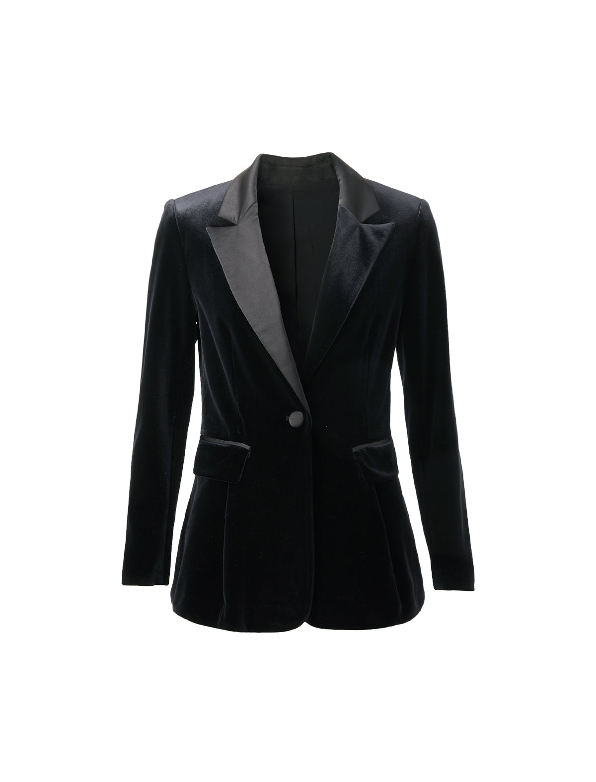 Classic Refined Velvet-Trim Blazer