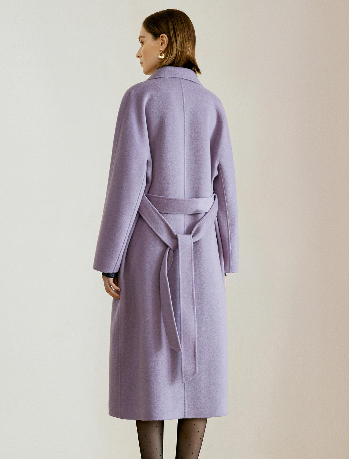 100% Wool Purple Double-Faced High-End Coat