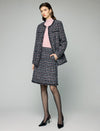 Wool Blend Braided-Trim High-Waist A-Line Skirt