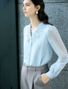 Lace Ruffle V‑Neck Long Sleeve Blouse