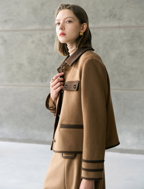 Wool Gray Lapel Short Coat