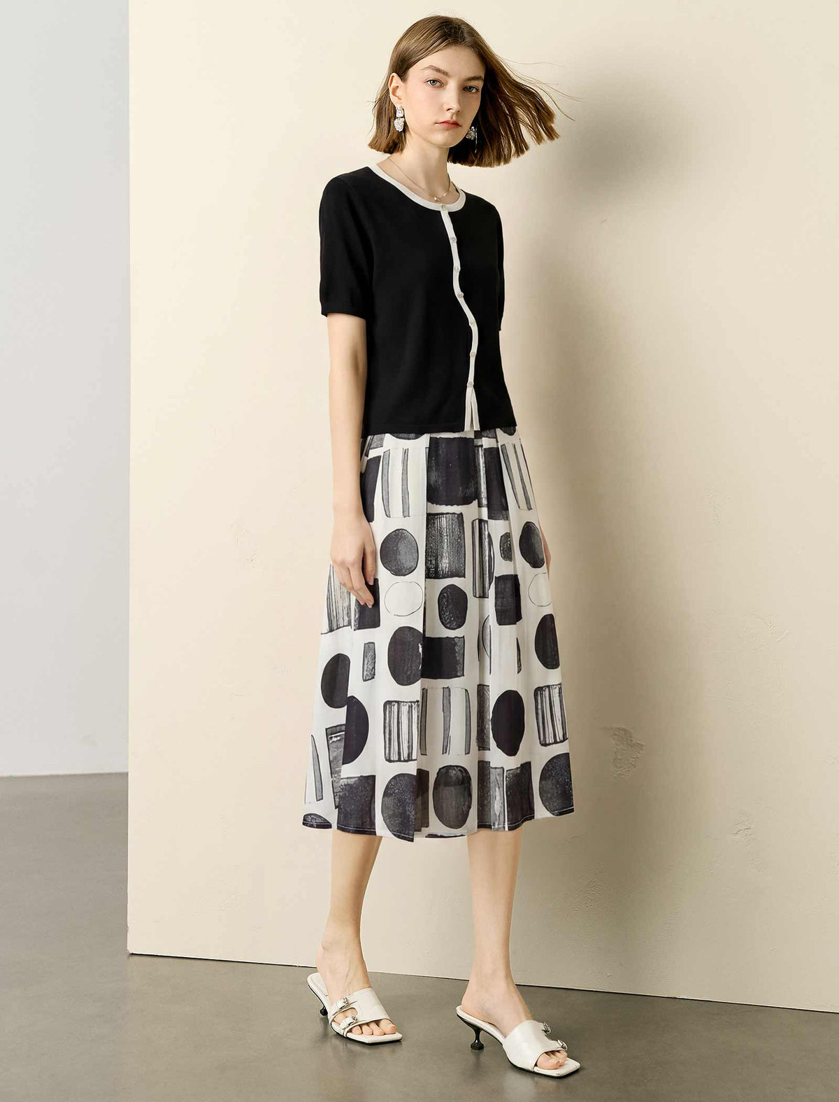 The Monochromatic Geometric Midi Skirt