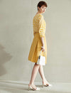 Solid Pleated A-Line Skirt