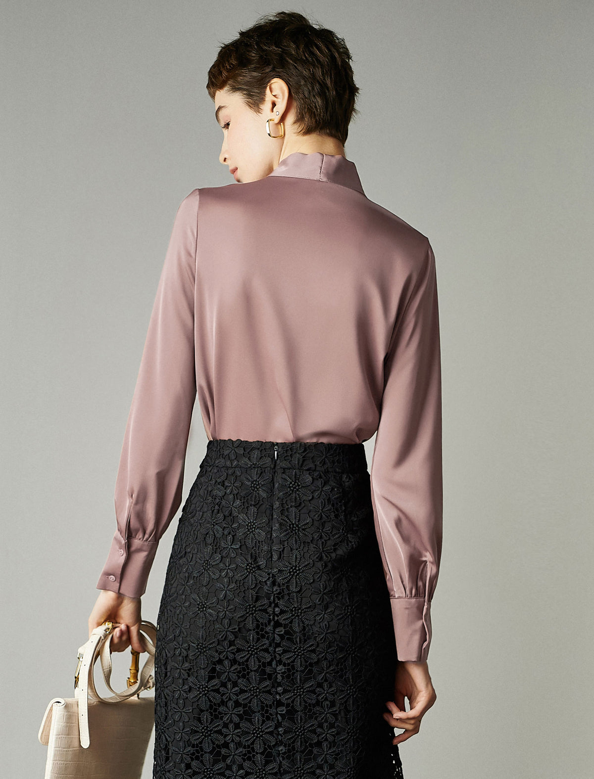 Bow Tie Office Chic Long-Sleeve Blouse