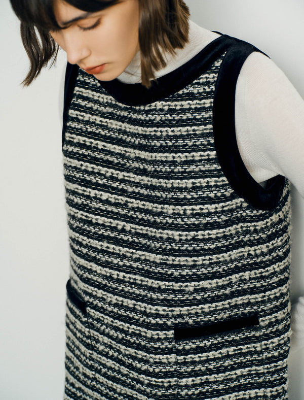 Wool Round Neck Sleeveless Midi Dress